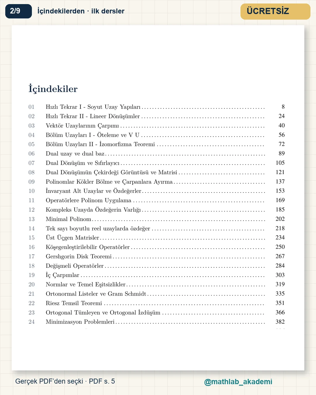 Lineer Cebir II kitabından örnek sayfa 2