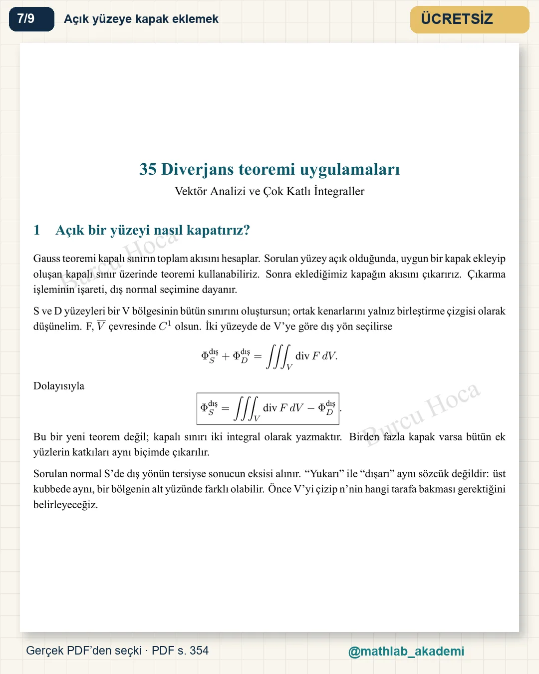 Vektör Analizi ve Çok Katlı İntegraller kitabından örnek sayfa 7