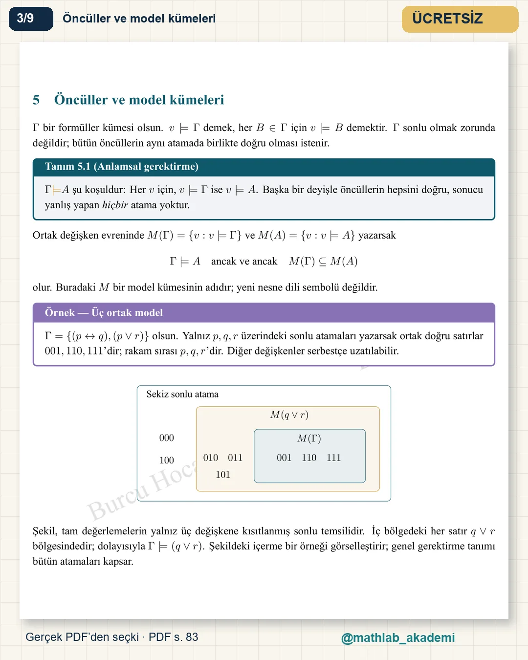 Matematiksel Mantık ve Kümeler Kuramı kitabından örnek sayfa 3
