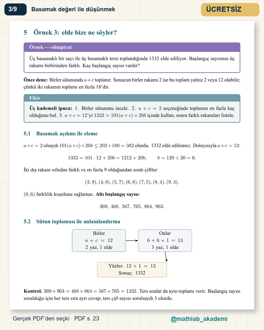 Olimpiyat Matematiği – Ortaokul kitabından örnek sayfa 3