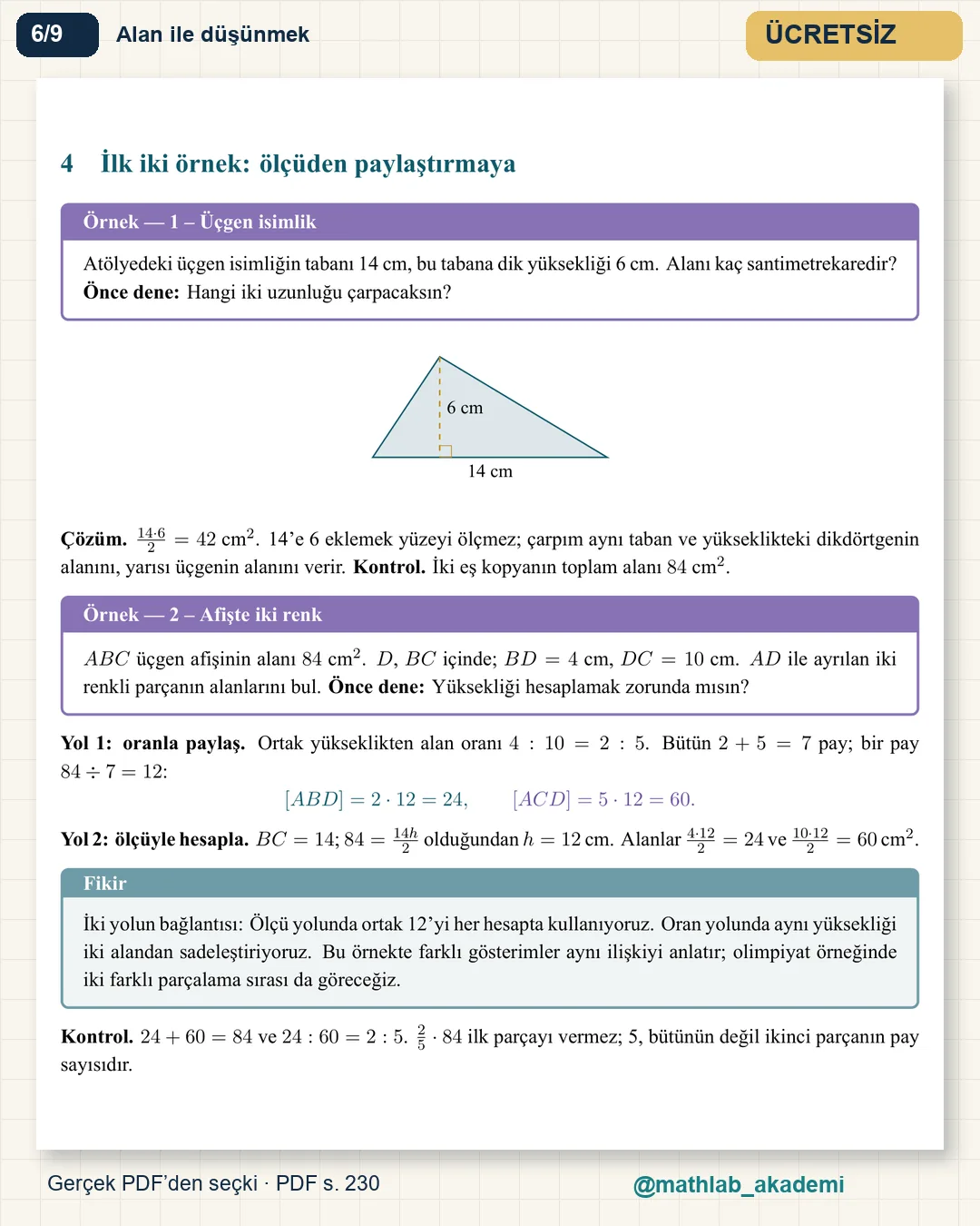 Olimpiyat Matematiği – Ortaokul kitabından örnek sayfa 6