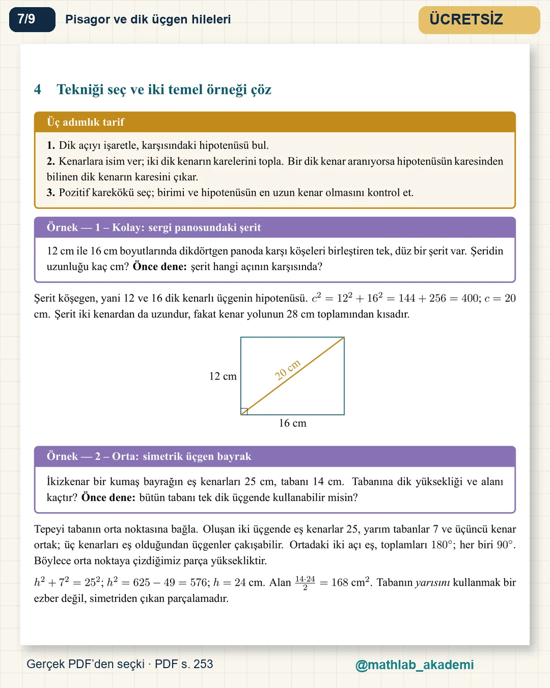 Olimpiyat Matematiği – Ortaokul kitabından örnek sayfa 7